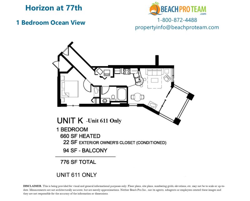 	Horizon at 77th Floor Plan K-611 - 1 Bedroom Ocean View